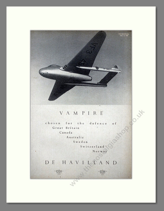 De Havilland - Vampire. Vintage Advert 1948 (ref AD63011)