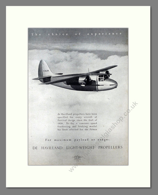 De Havilland - Propellers Percival. Vintage Advert 1948 (ref AD63020)