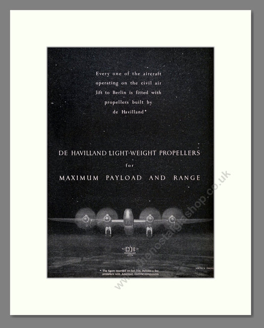 De Havilland - Propellers. Vintage Advert 1949 (ref AD63024)
