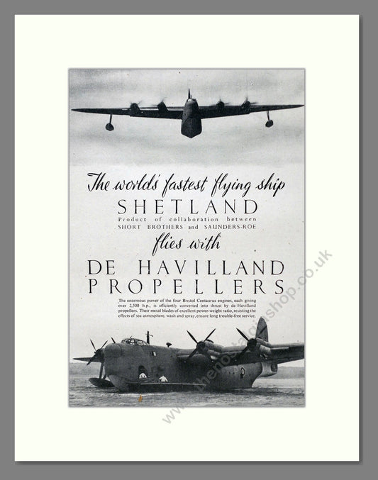 De Havilland - Propellers Shetland. Vintage Advert 1945 (ref AD63025)