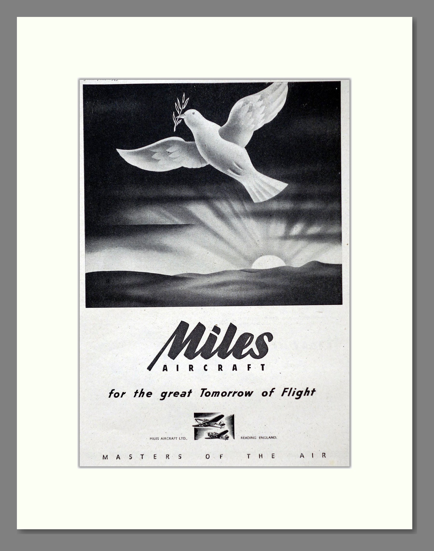 Miles Aircraft - For The Great Tomorrow Of Flight. Vintage Advert 1945 (ref AD63038)