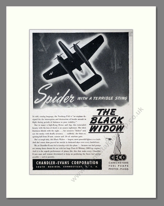 Chandler-Evans Corporation - Northrop P61. Vintage Advert 1945 (ref AD63040)