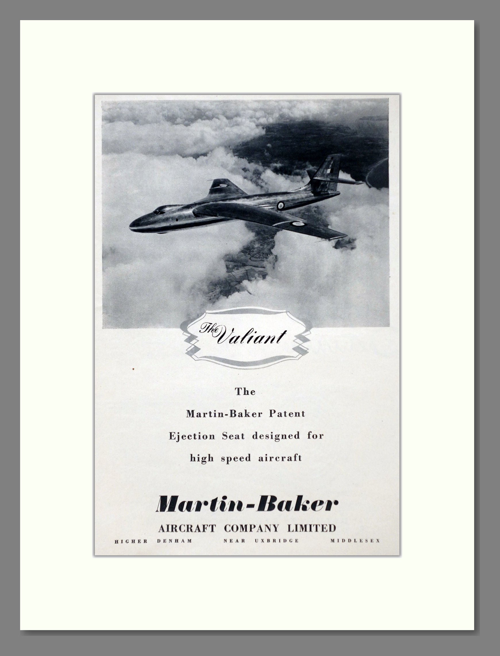 Martin-Baker - Valiant / Ejector Seat. Vintage Advert 1952 (ref AD63047)