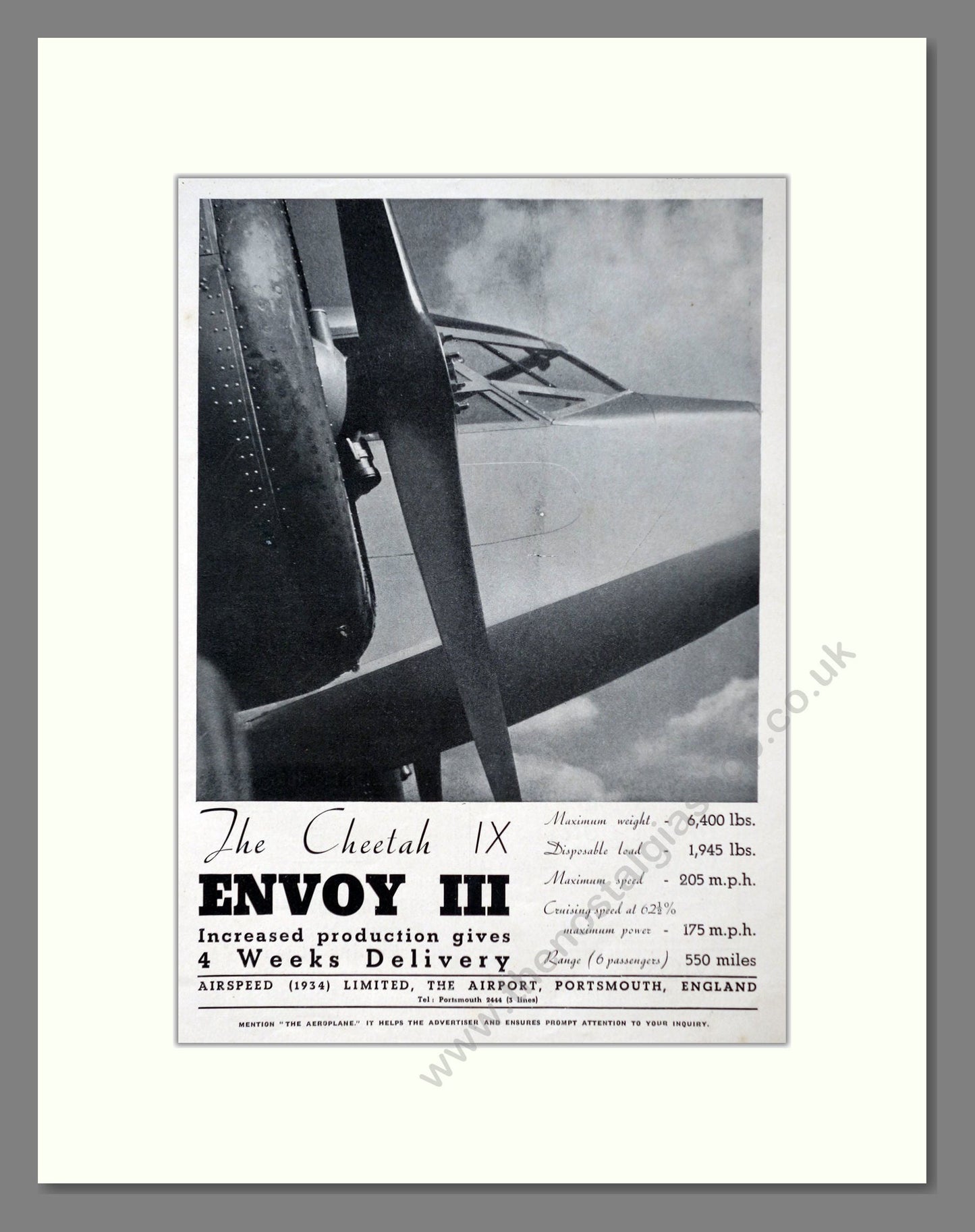 Cheetah - Envoy III. Vintage Advert 1937 (ref AD63050)
