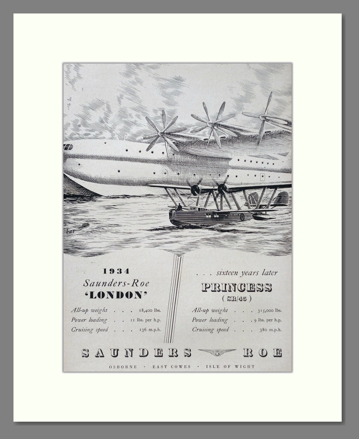 Minecraft Saunders Roe Princess Saunders Roe - London / Princess. Vintage Advert 1949 (ref AD63057 ...
