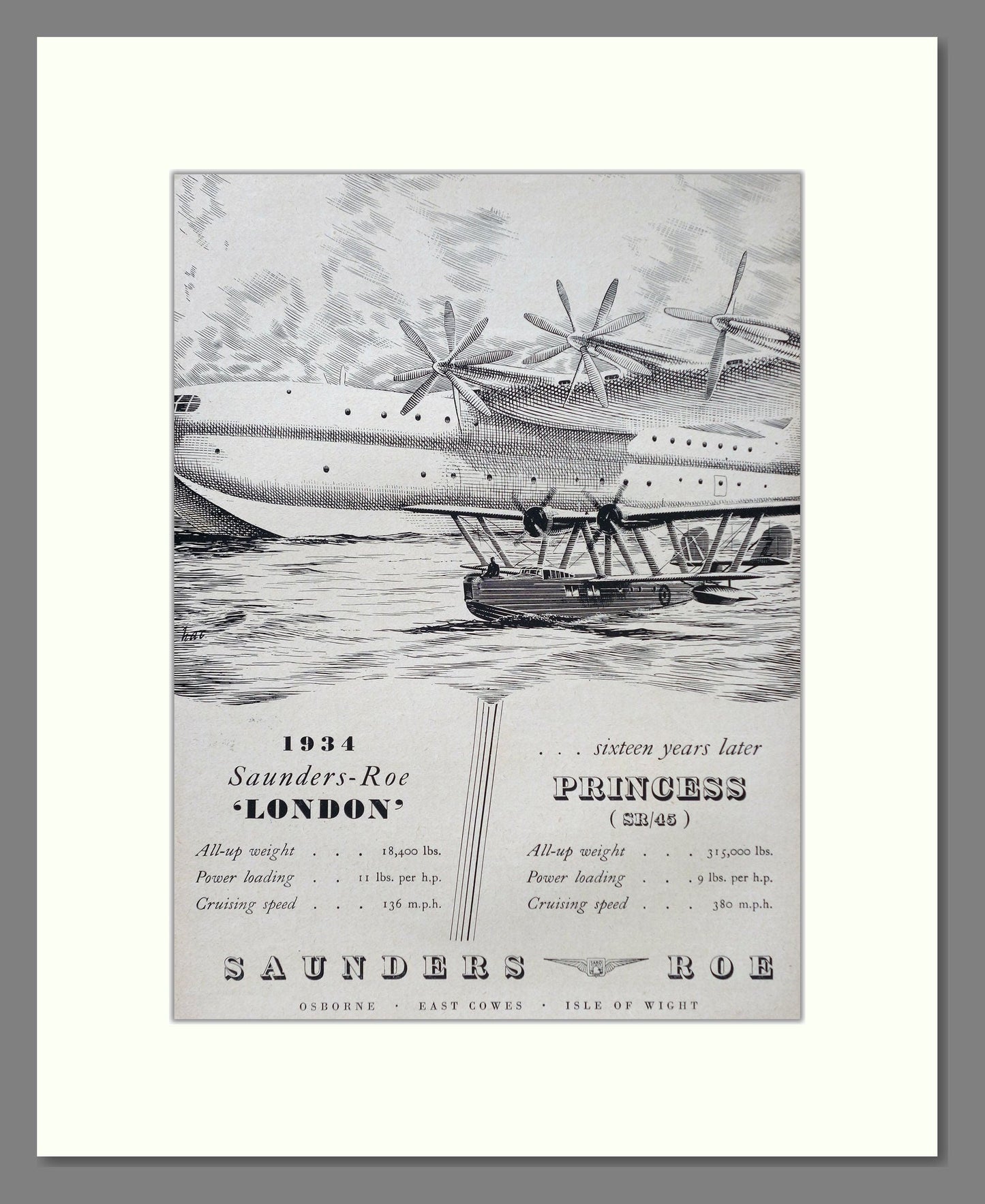 Saunders Roe - London / Princess. Vintage Advert 1949 (ref AD63057)