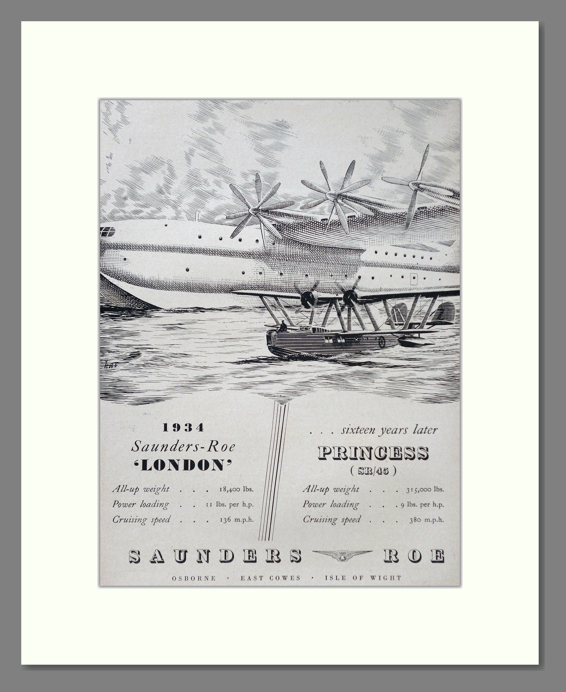 Saunders Roe - London / Princess. Vintage Advert 1949 (ref AD63057)