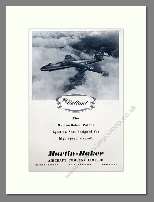 Martin-Baker - Valiant / Ejector Seat. Vintage Advert 1952 (ref AD63061)
