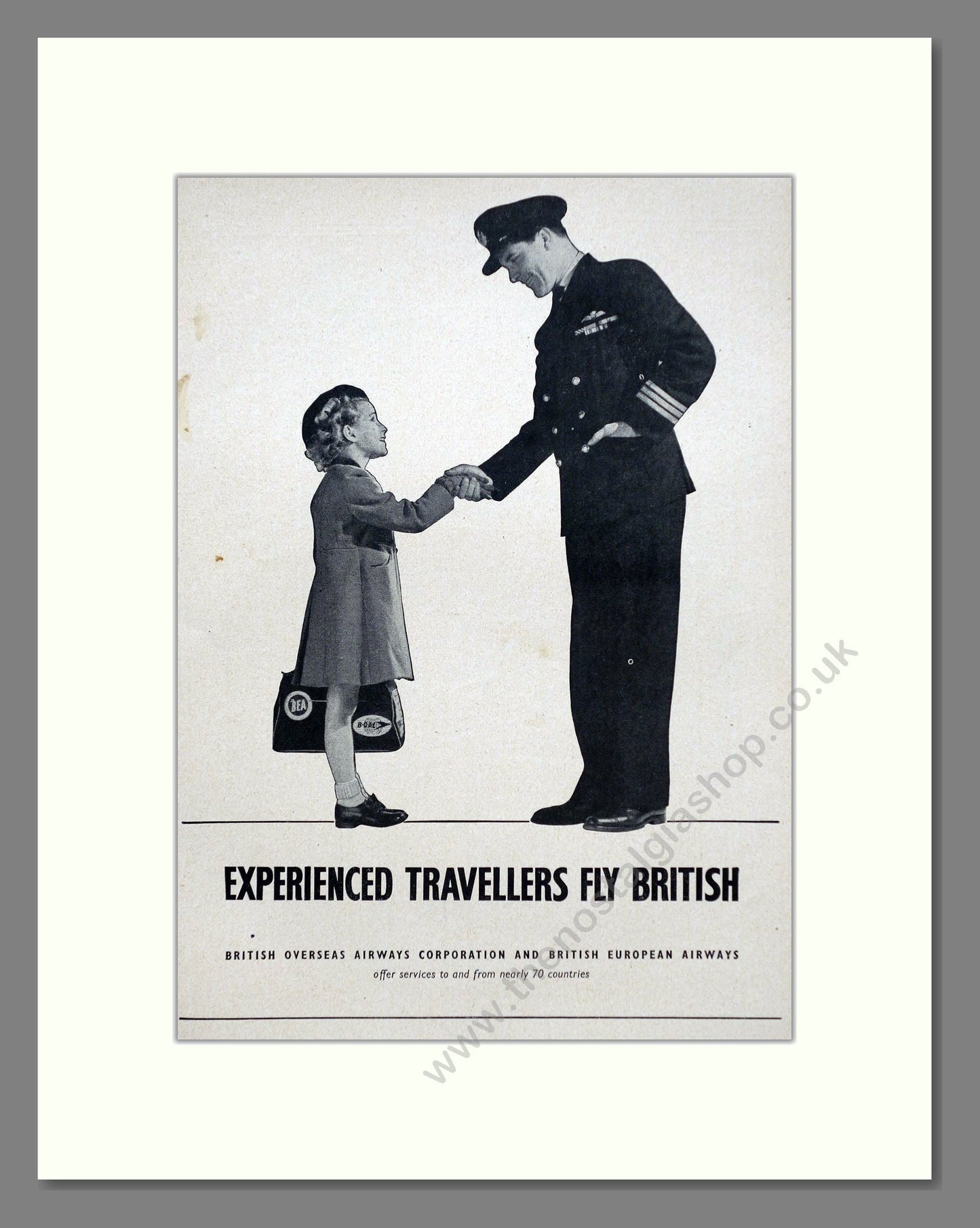 British Overseas Airways - Experienced Travellers. Vintage Advert 1950 (ref AD63064)