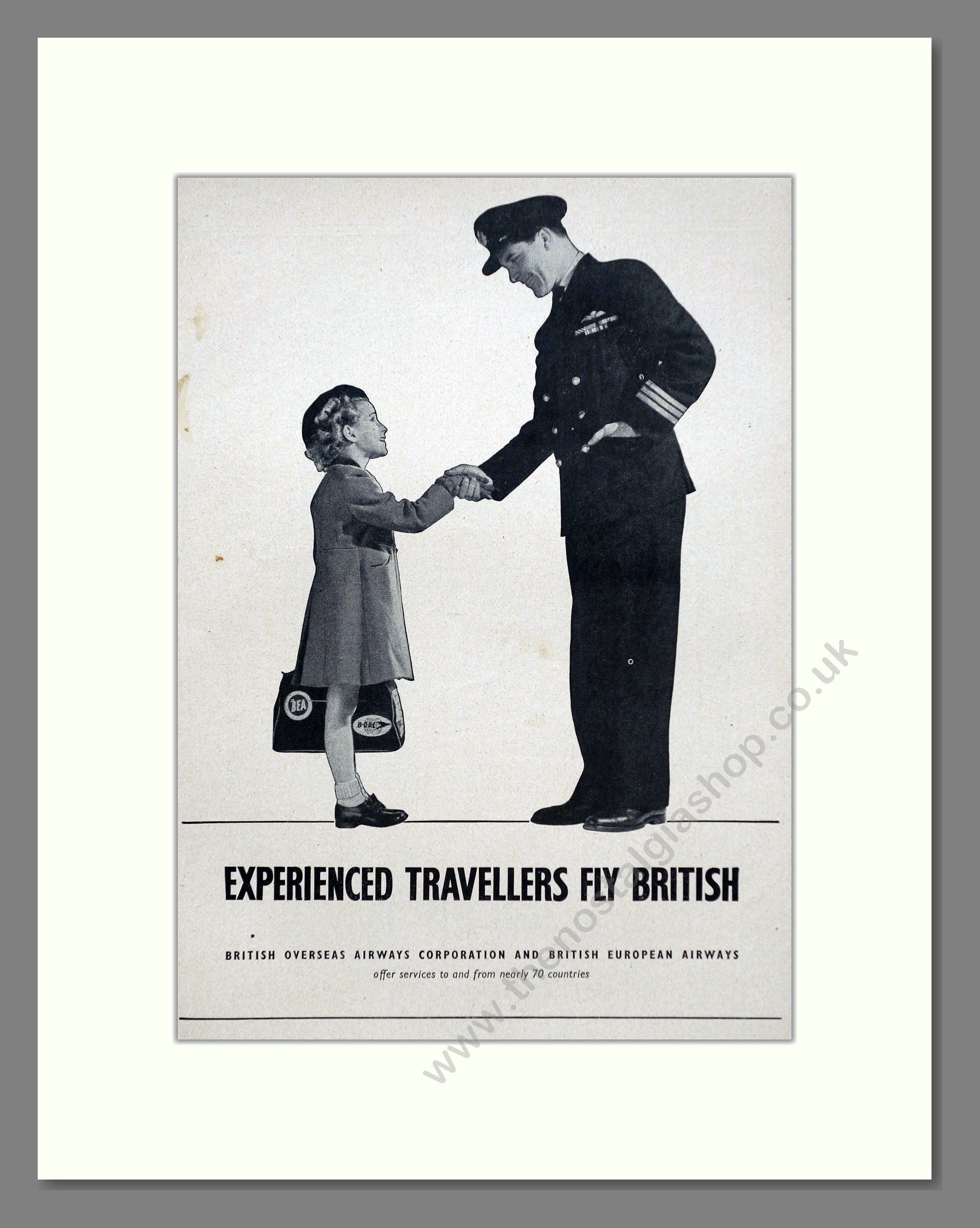 British Overseas Airways - Experienced Travellers. Vintage Advert 1950 (ref AD63064)