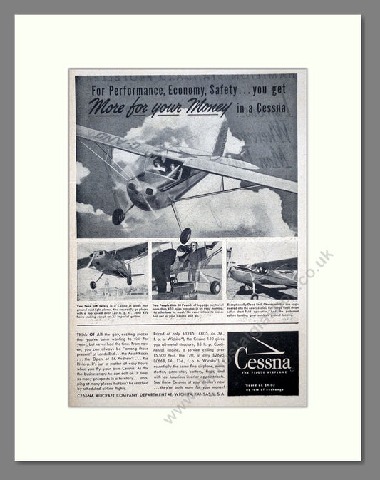 Cessna - More For Your Money. Vintage Advert 1947 (ref AD63068)