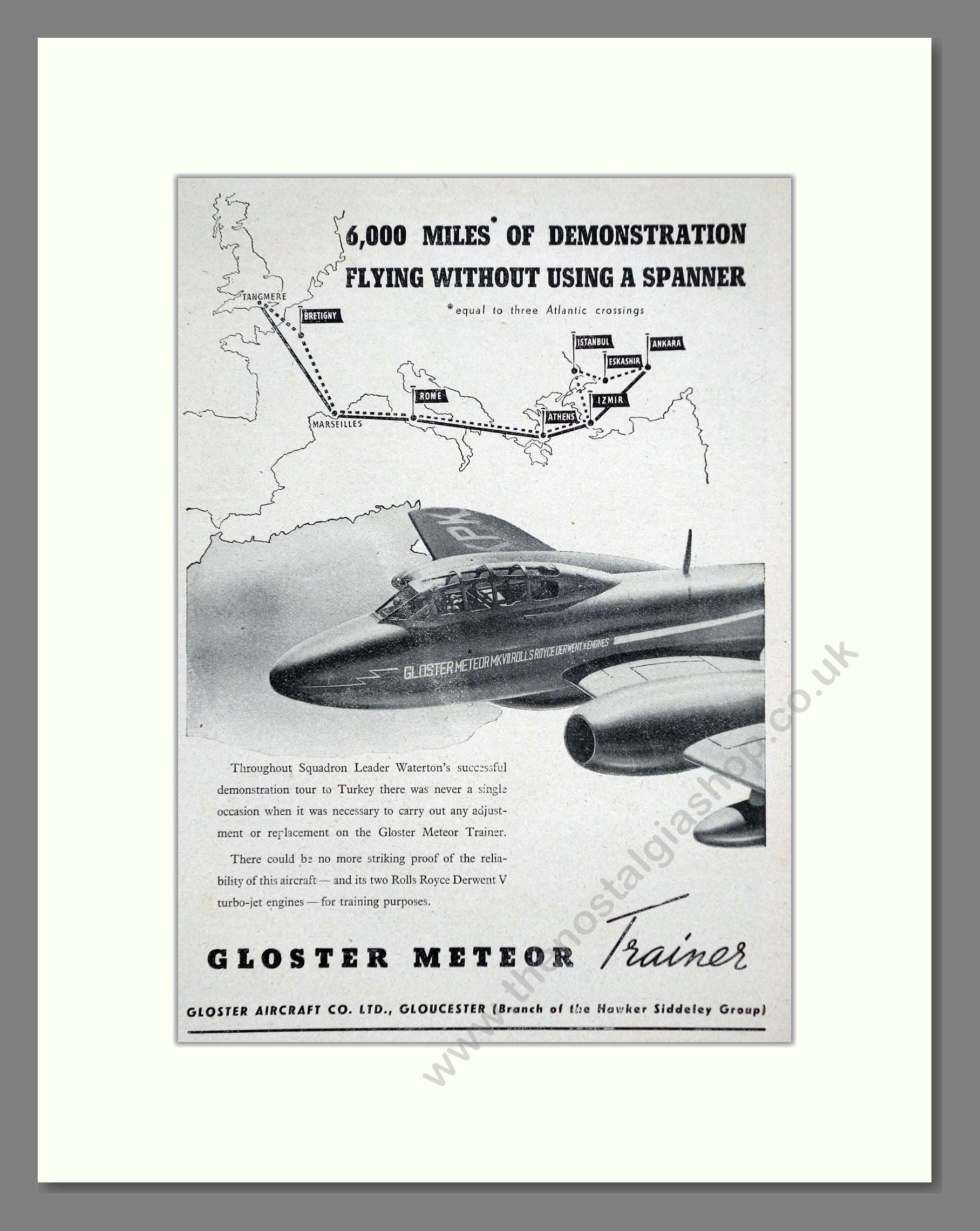 Gloster - Meteor. Vintage Advert 1948 (ref AD63078)