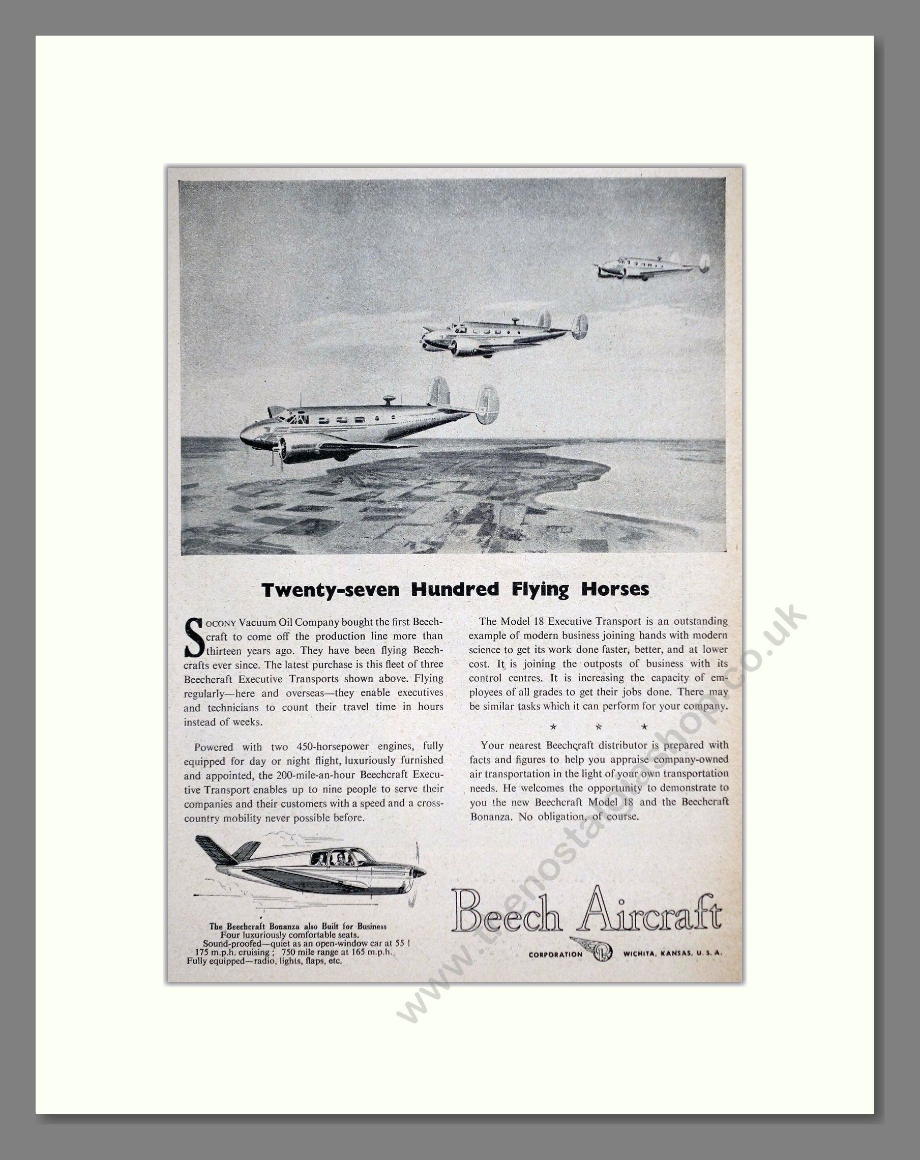 Beech - Bonanza. Vintage Advert 1947 (ref AD63090)