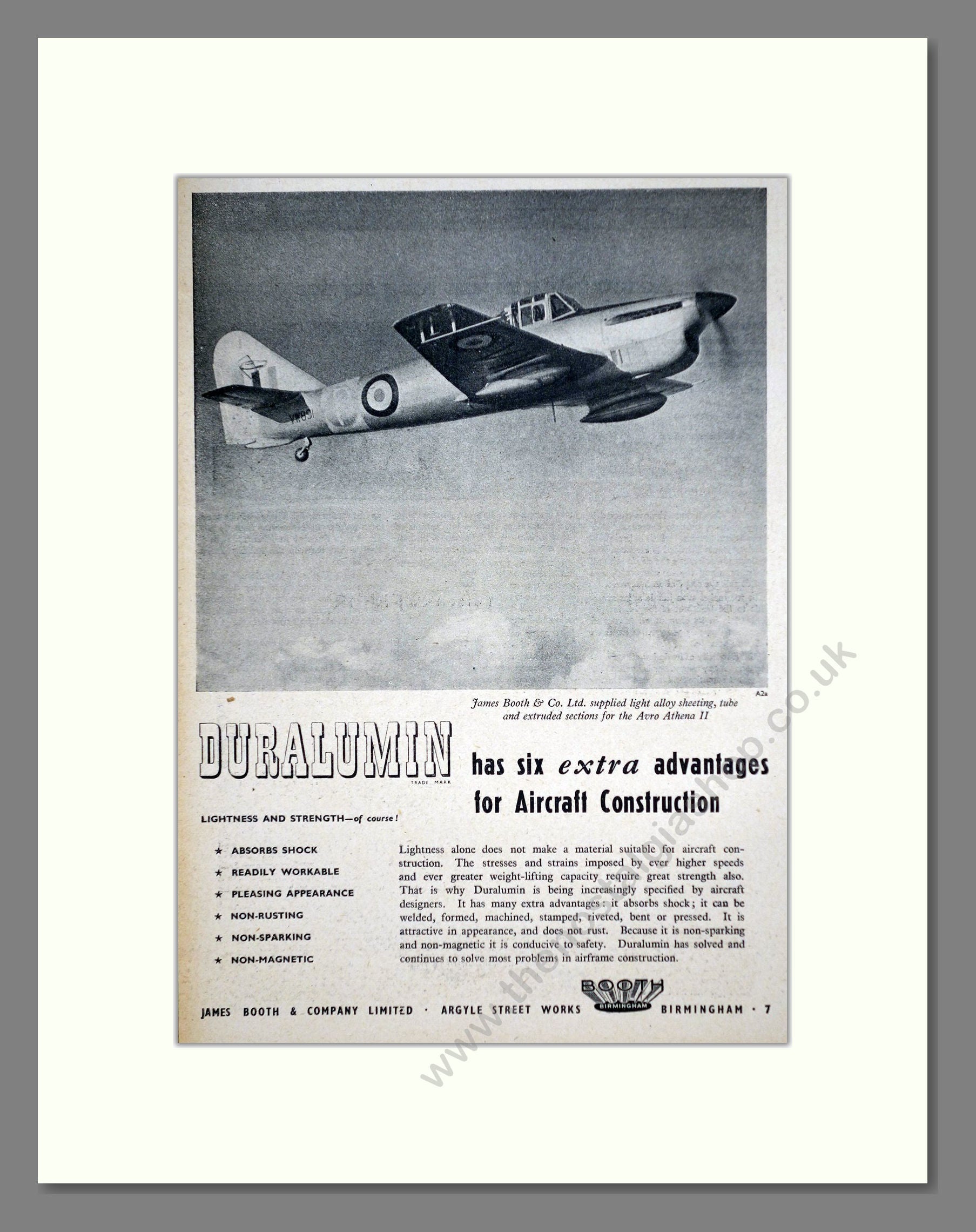 Duralumin - Six Advantages. Vintage Advert 1949 (ref AD63092)
