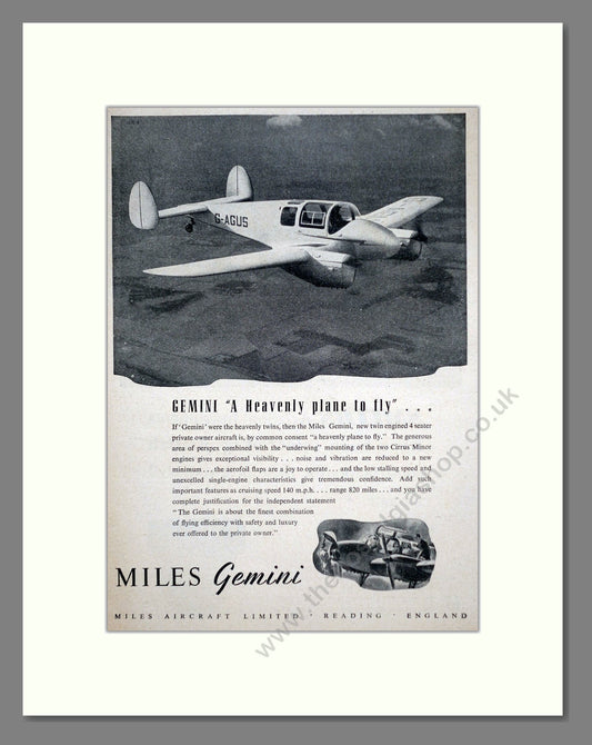 Miles Aircraft - Gemini. Vintage Advert 1946 (ref AD63095)
