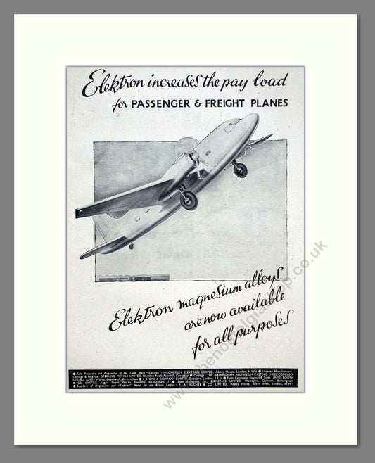 Elektron - Magnesium Alloys. Vintage Advert 1946 (ref AD63099)