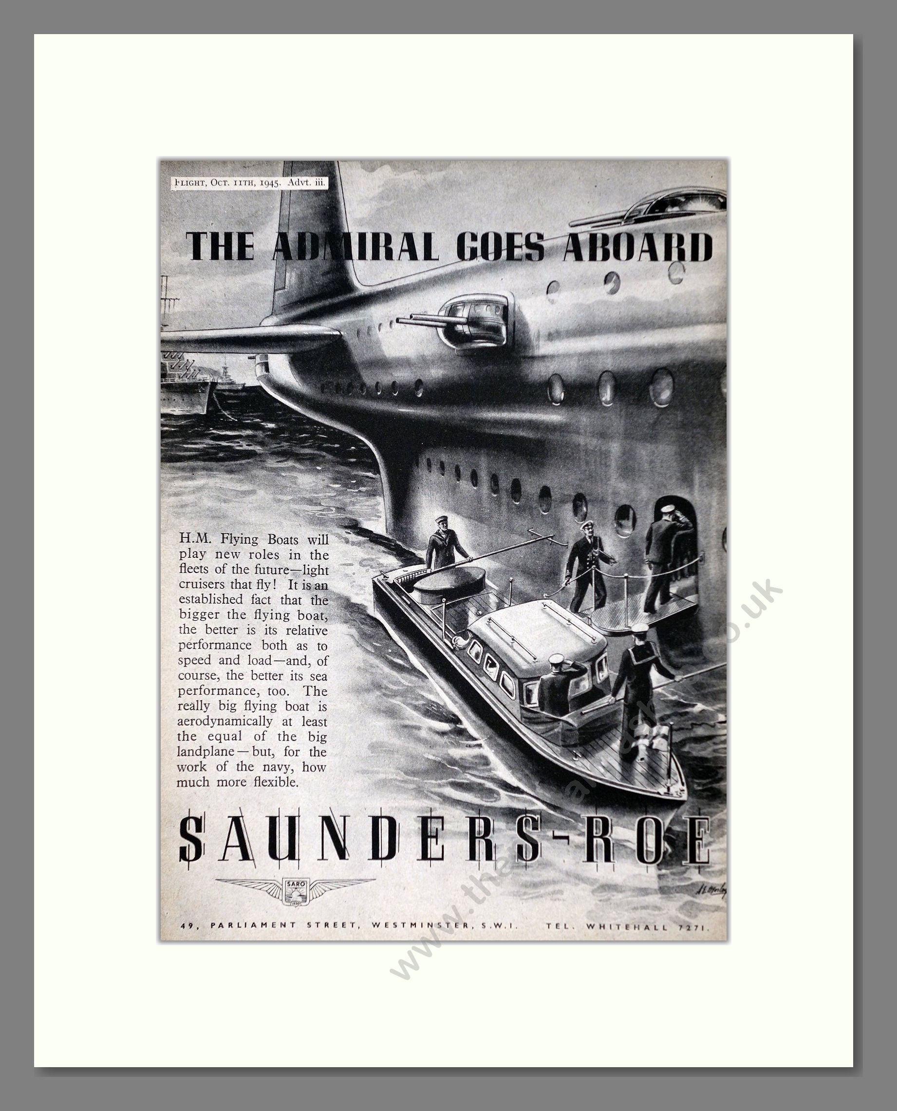 Saunders Roe - Flying Boats. Vintage Advert 1945 (ref AD63103)