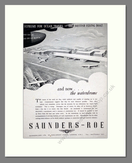 Saunders Roe - Flying Boats. Vintage Advert 1944 (ref AD63104)