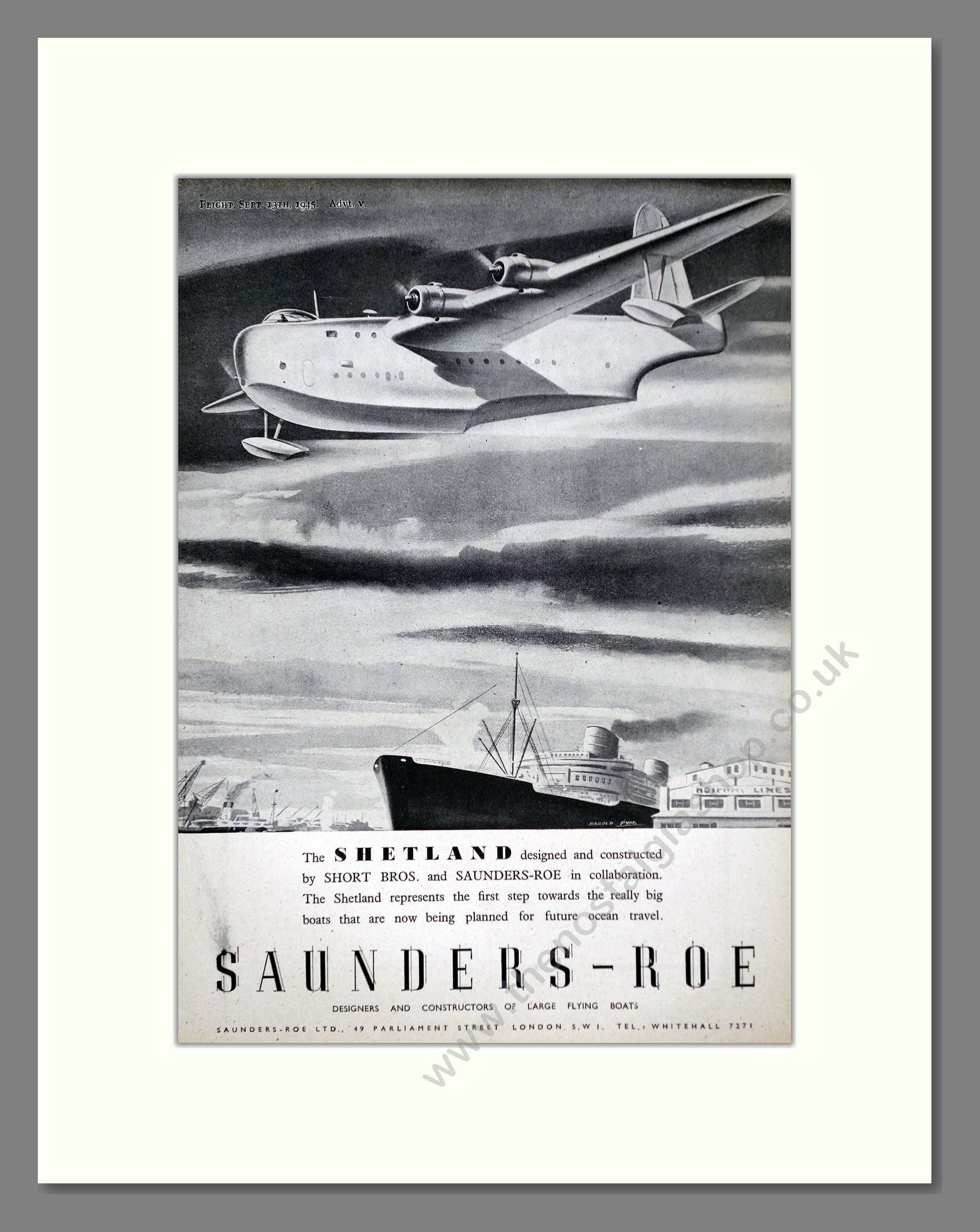 Saunders Roe - Shetland. Vintage Advert 1945 (ref AD63105)