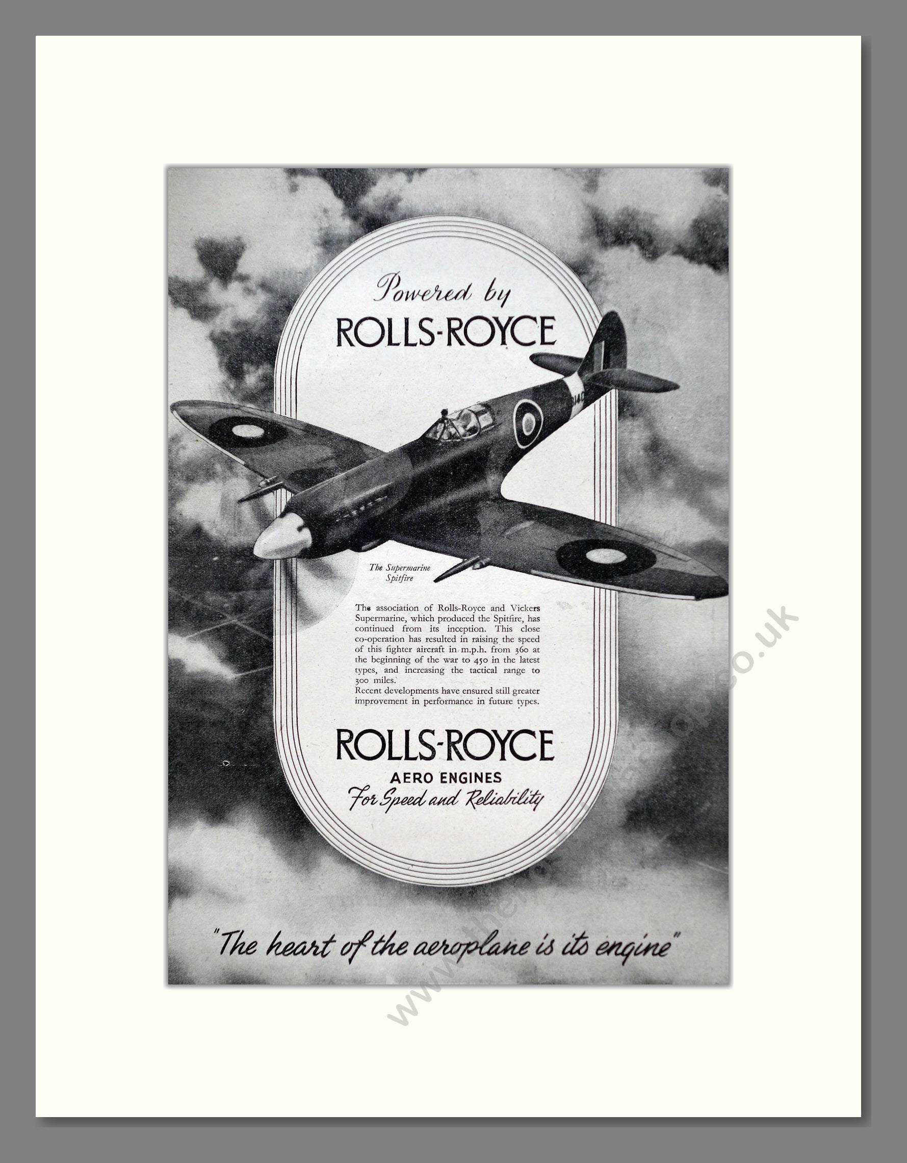 Rolls-Royce - Supermarine Spitfire. Vintage Advert 1945 (ref AD63111 ...