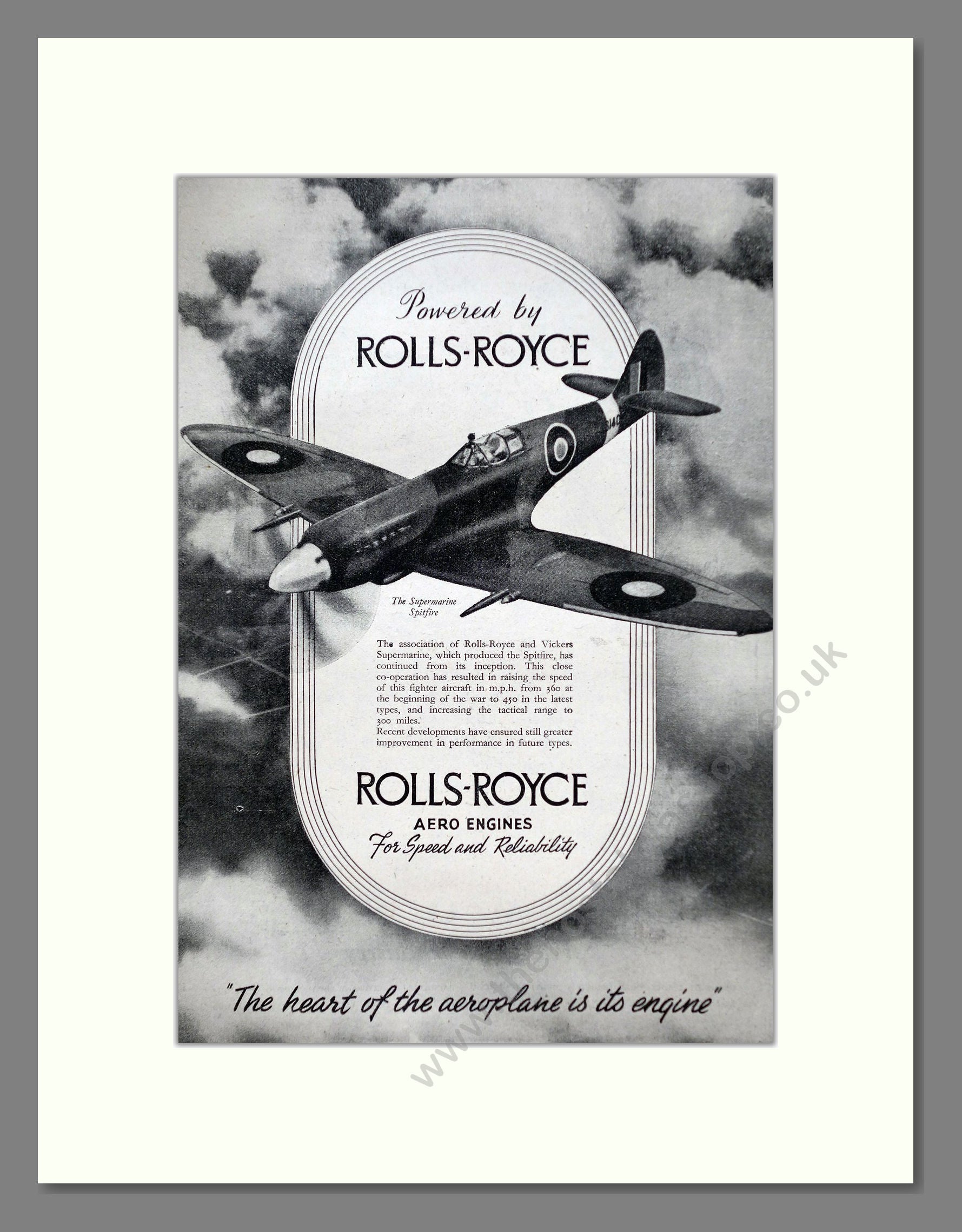 Rolls-Royce - Supermarine Spitfire. Vintage Advert 1945 (ref AD63111)