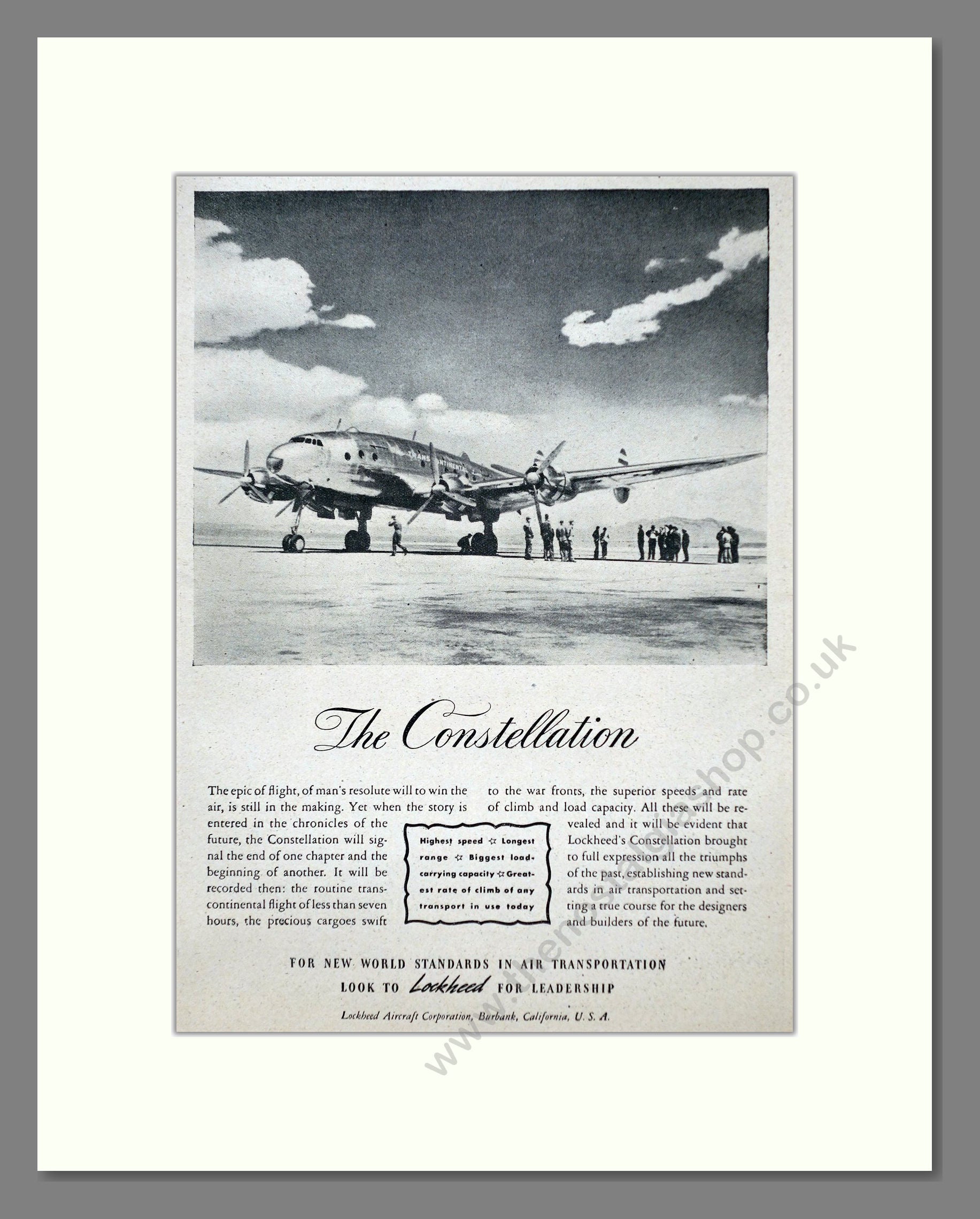 Lockheed - Constellation. Vintage Advert 1945 (ref AD63113) – The ...