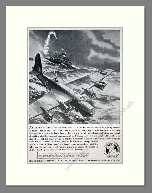 Schermuly Pistol - Rocket Apparatus. Vintage Advert 1945 (ref AD63114)