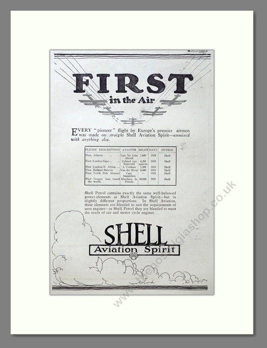 Shell - Aviation Spirit. Vintage Advert 1926 (ref AD63121)