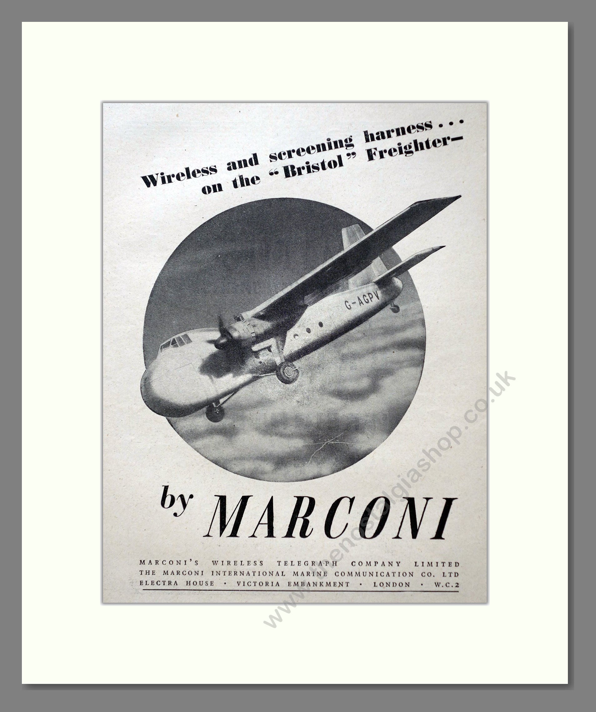 Marconi - Wireless Screening Harness / Bristol. Vintage Advert 1946 (ref AD63123)