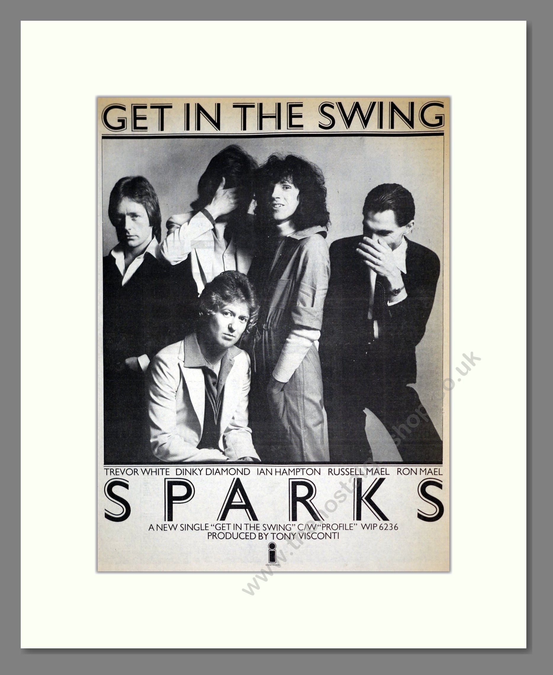 Sparks - Get In The Swing. Vintage Advert 1975 (ref AD19007)