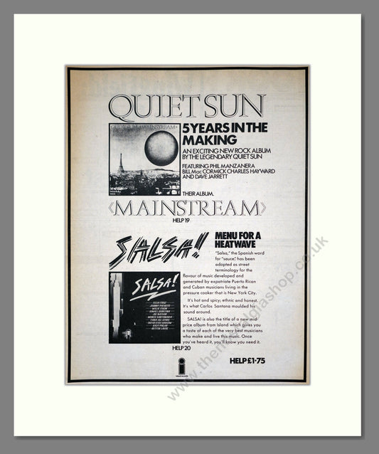 Quiet Sun - Mainstream. Vintage Advert 1975 (ref AD19008)
