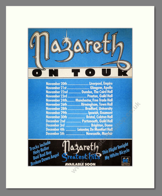 Nazareth - UK Tour. Vintage Advert 1975 (ref AD19018)
