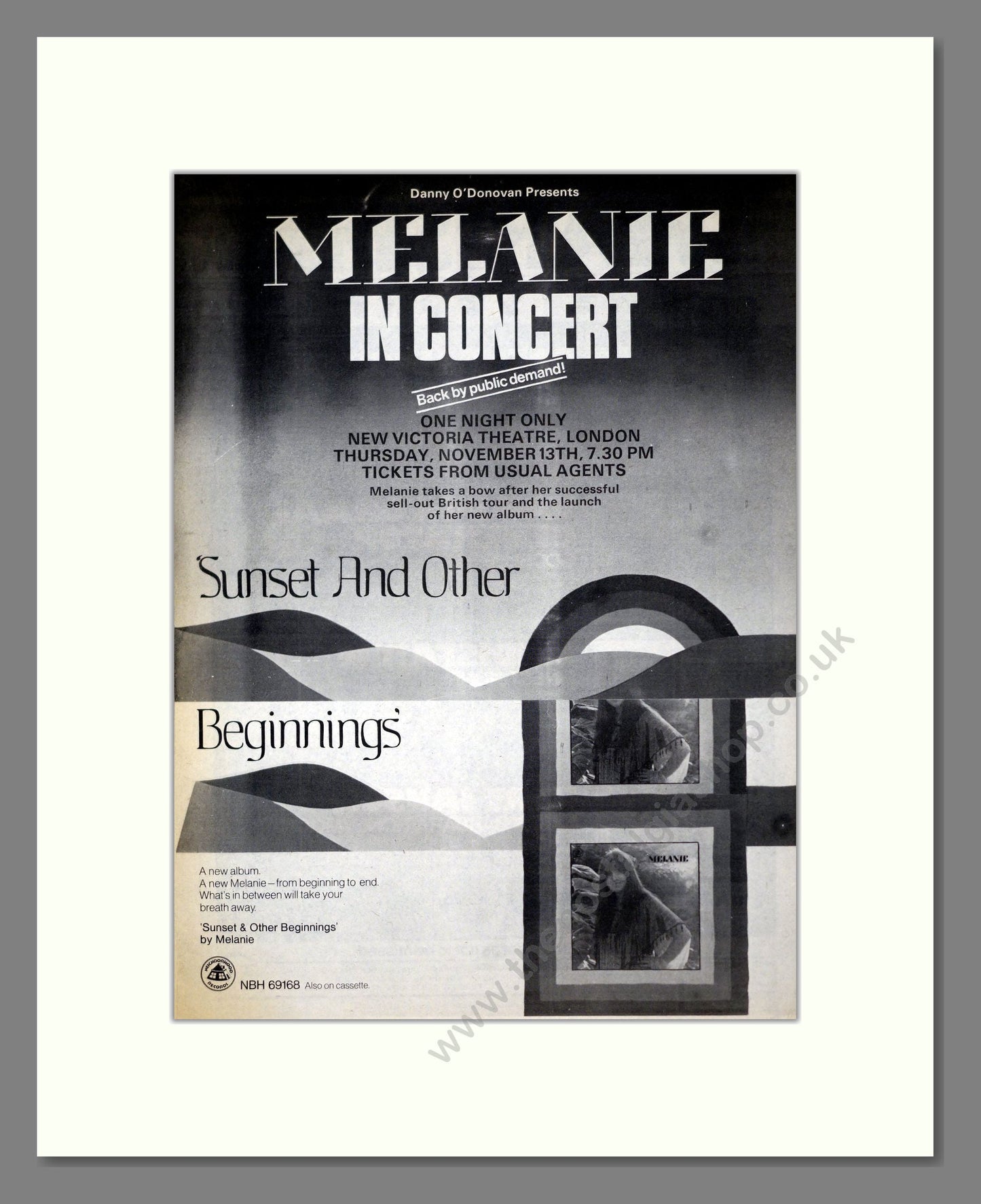 Melanie - Sunset And Other Beginnings. Vintage Advert 1975 (ref AD19019)