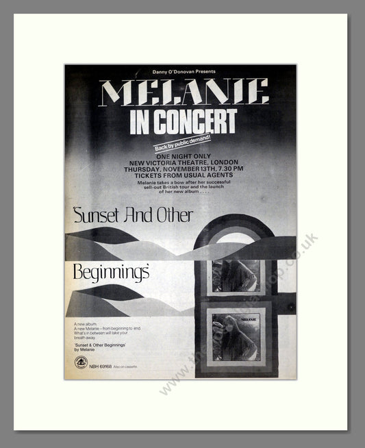 Melanie - Sunset And Other Beginnings. Vintage Advert 1975 (ref AD19019)