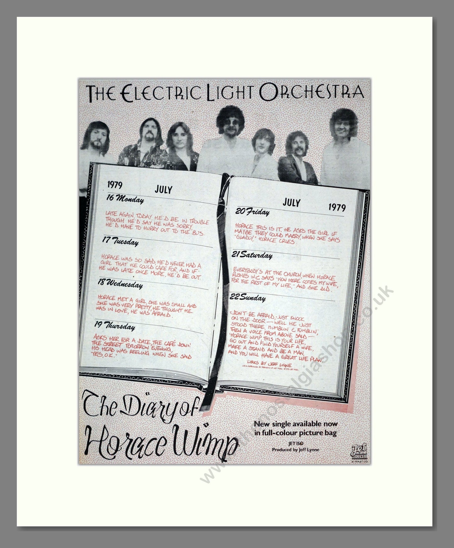 Electric Light Orchestra - The Diary Of Horace Wimp. Vintage Advert 1979 (ref AD19031)