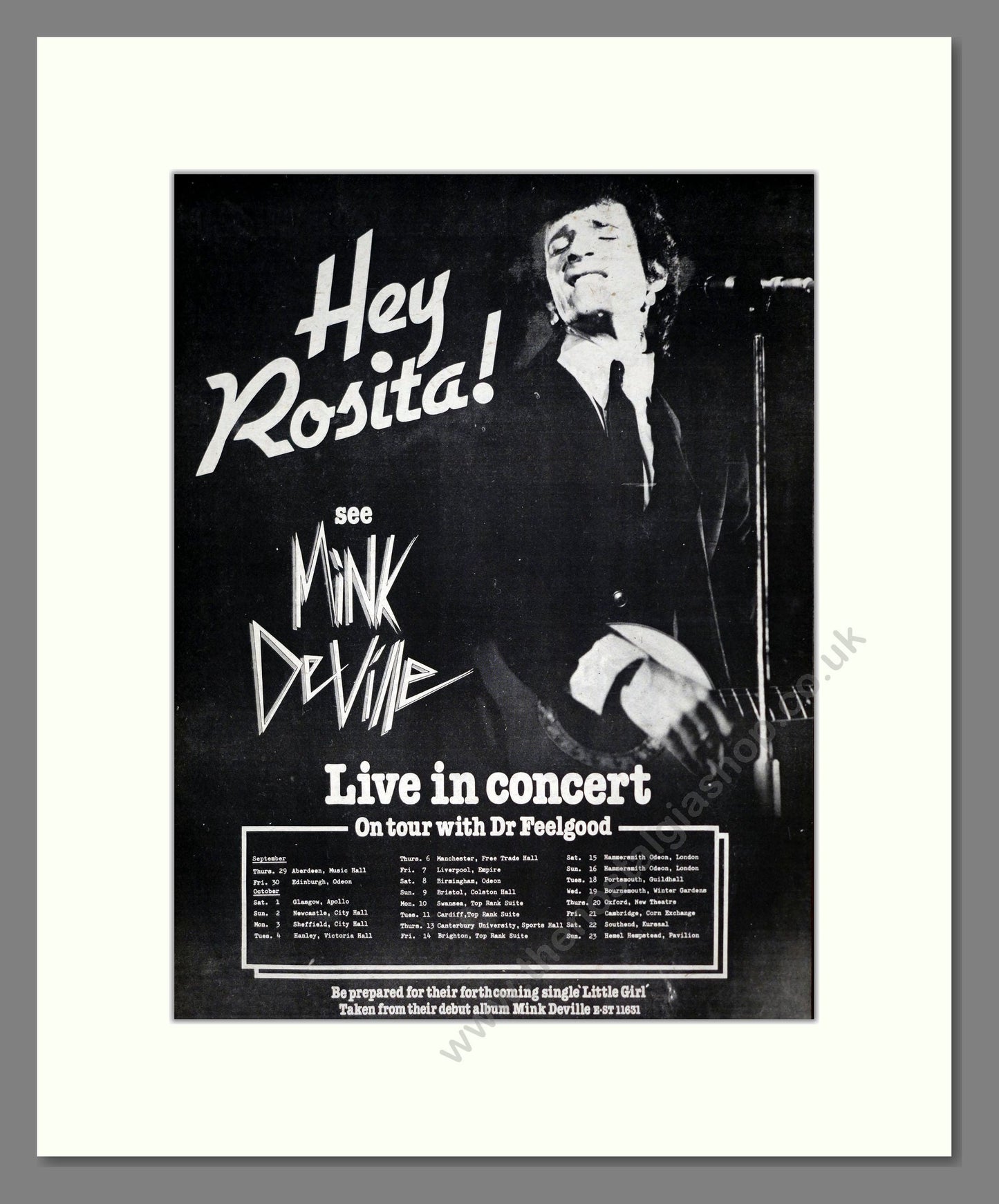 Mink Deville - Hey Rosita. Vintage Advert 1977 (ref AD19059)