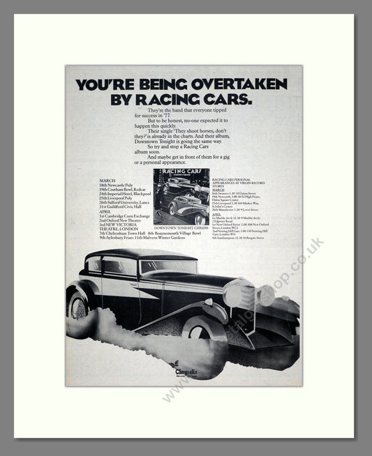 Racing Cars - Downtown Tonight. Vintage Advert 1977 (ref AD19066)