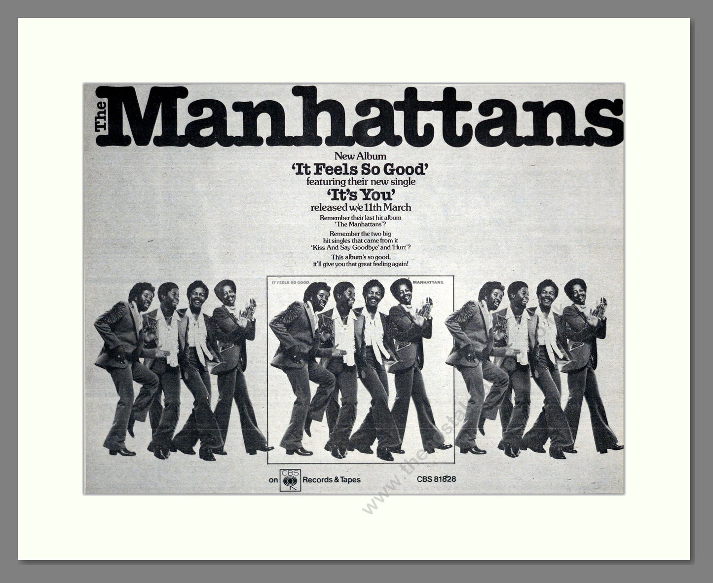 Manhattans - It Feels So Good. Vintage Advert 1977 (ref AD19069)