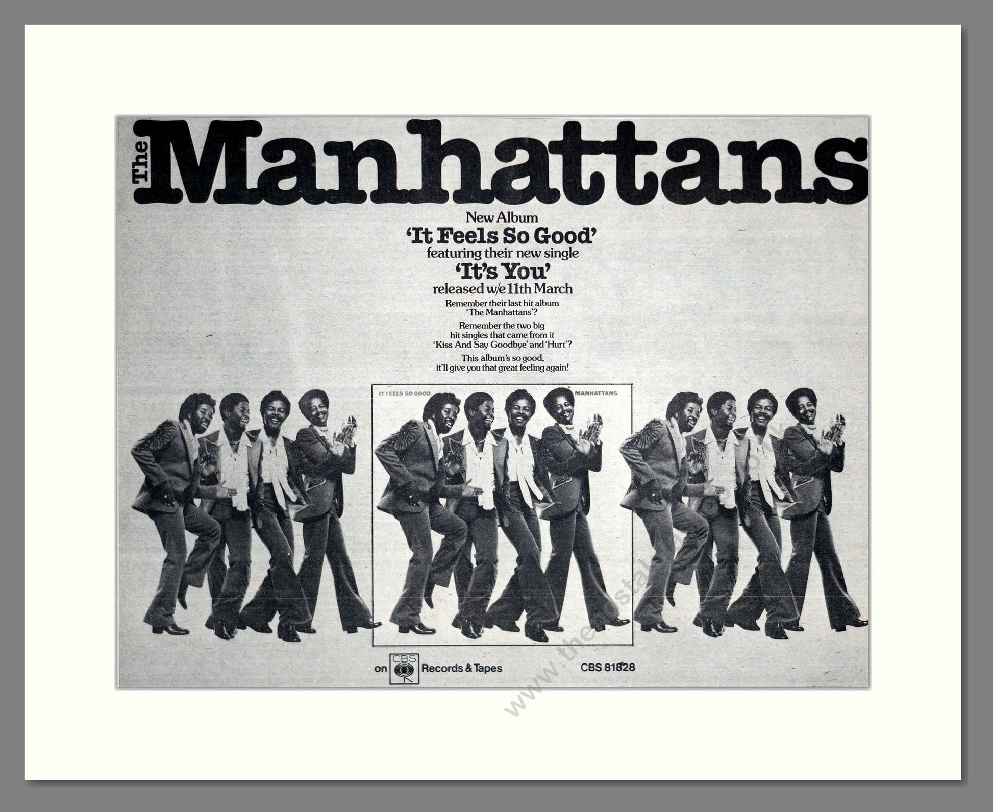 Manhattans - It Feels So Good. Vintage Advert 1977 (ref AD19069)