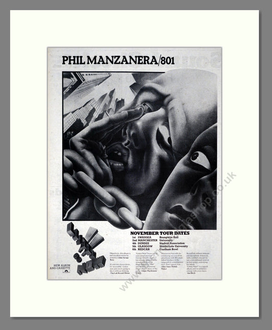 Phil Manzanera - 801 UK Tour. Vintage Advert 1977 (ref AD19074)