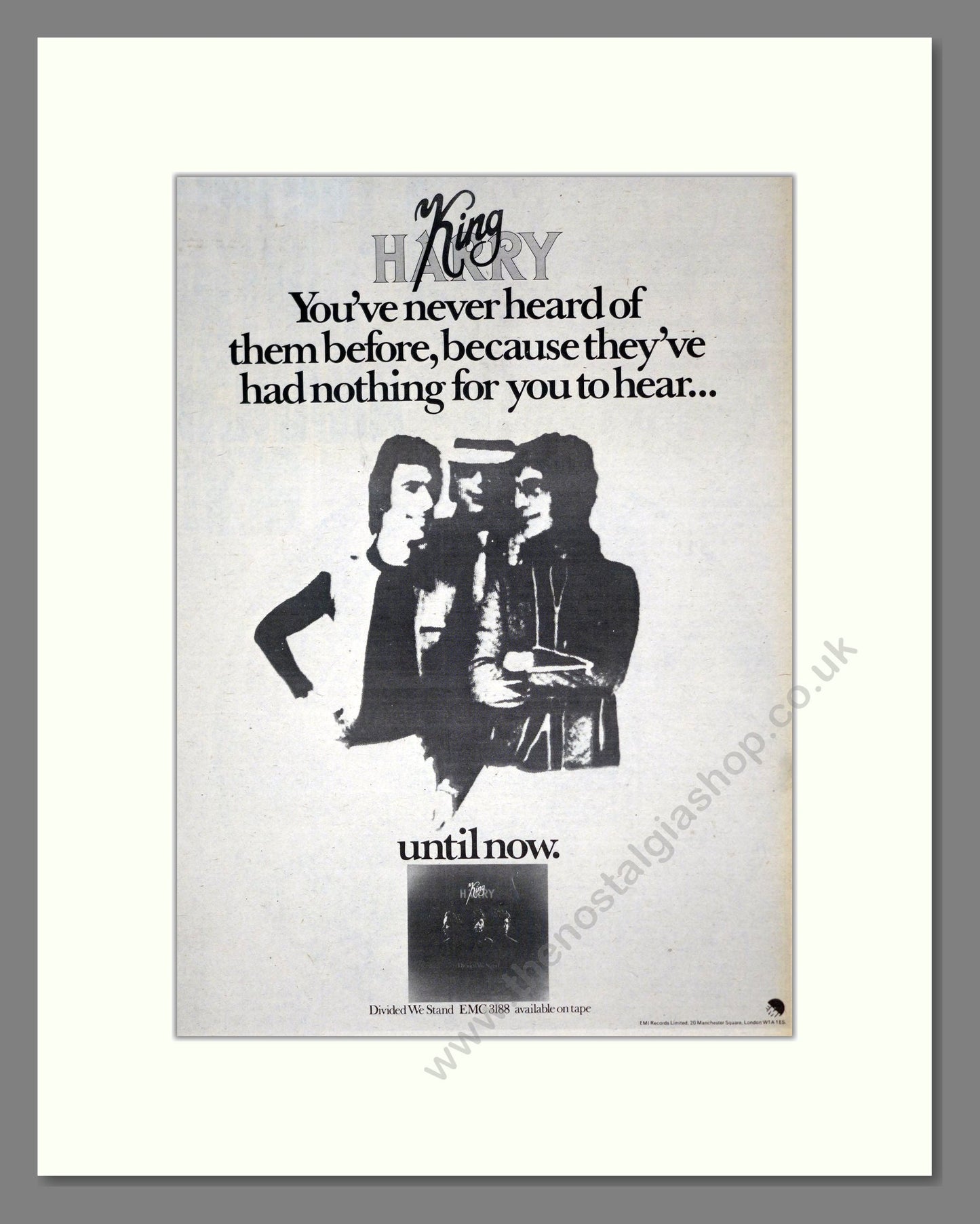 King Harry - Divided We Stand. Vintage Advert 1977 (ref AD19088)
