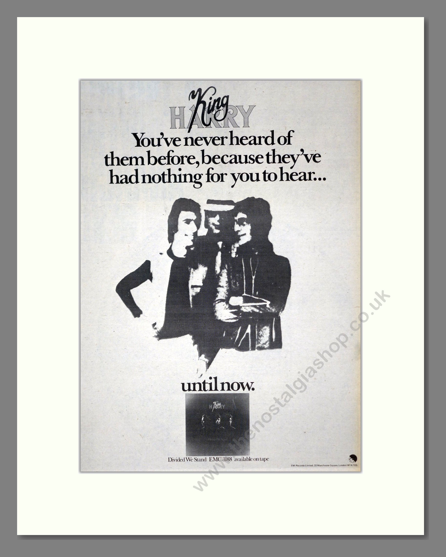 King Harry - Divided We Stand. Vintage Advert 1977 (ref AD19088)