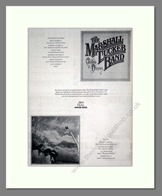 Marshall Tucker Band - Carolina Dreams. Vintage Advert 1977 (ref AD19116)