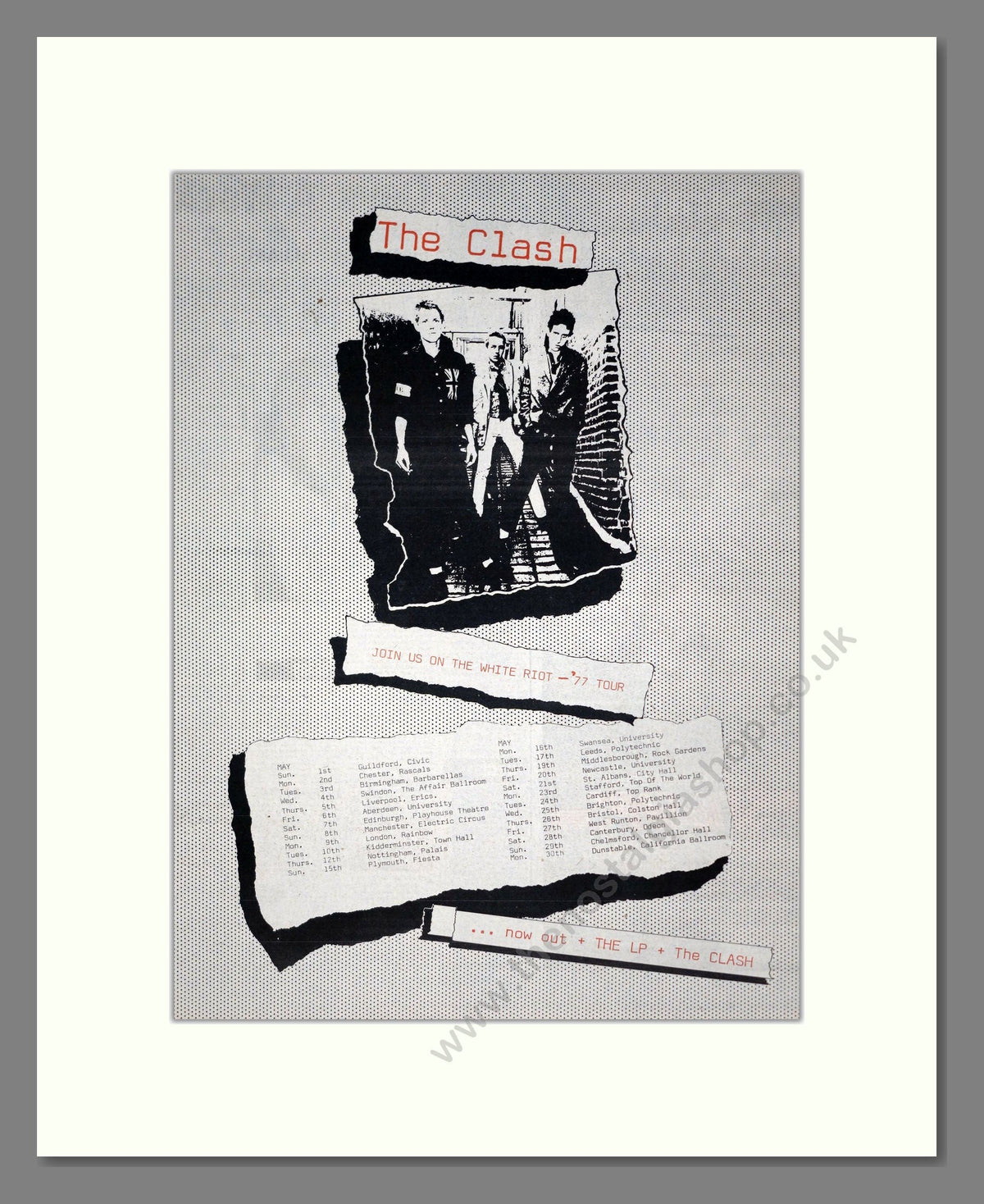 White Riot Tour Clash (The) - White Riot Tour. Vintage Advert 1977 (ref AD19118) – The ...