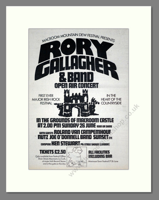 Rory Gallagher - Macroom Castle. Vintage Advert 1977 (ref AD19131)