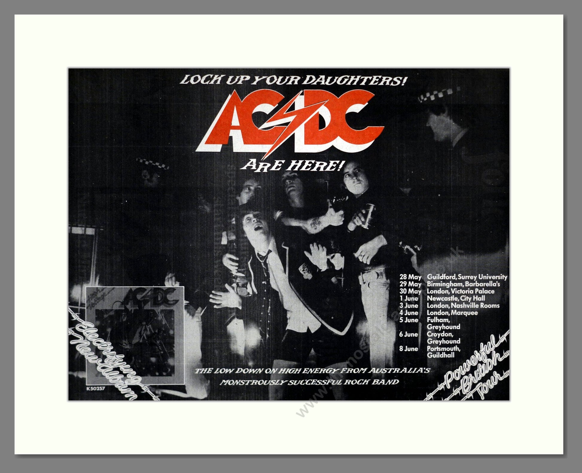 AC DC - Lock Up Your Daughters UK Tour. Vintage Advert 1976 (ref AD191 ...