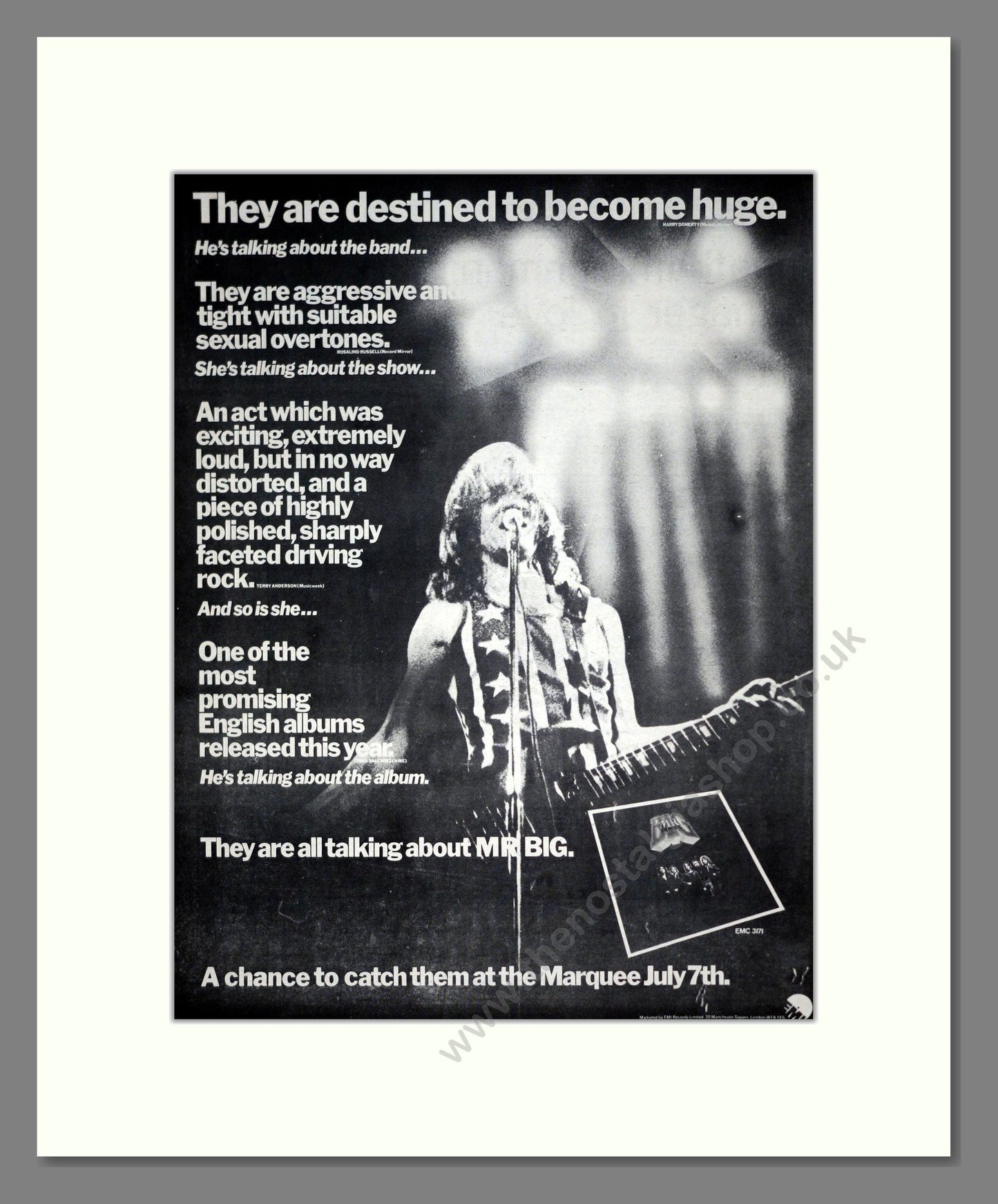 Mr Big - At The Marquee. Vintage Advert 1977 (ref AD19147)