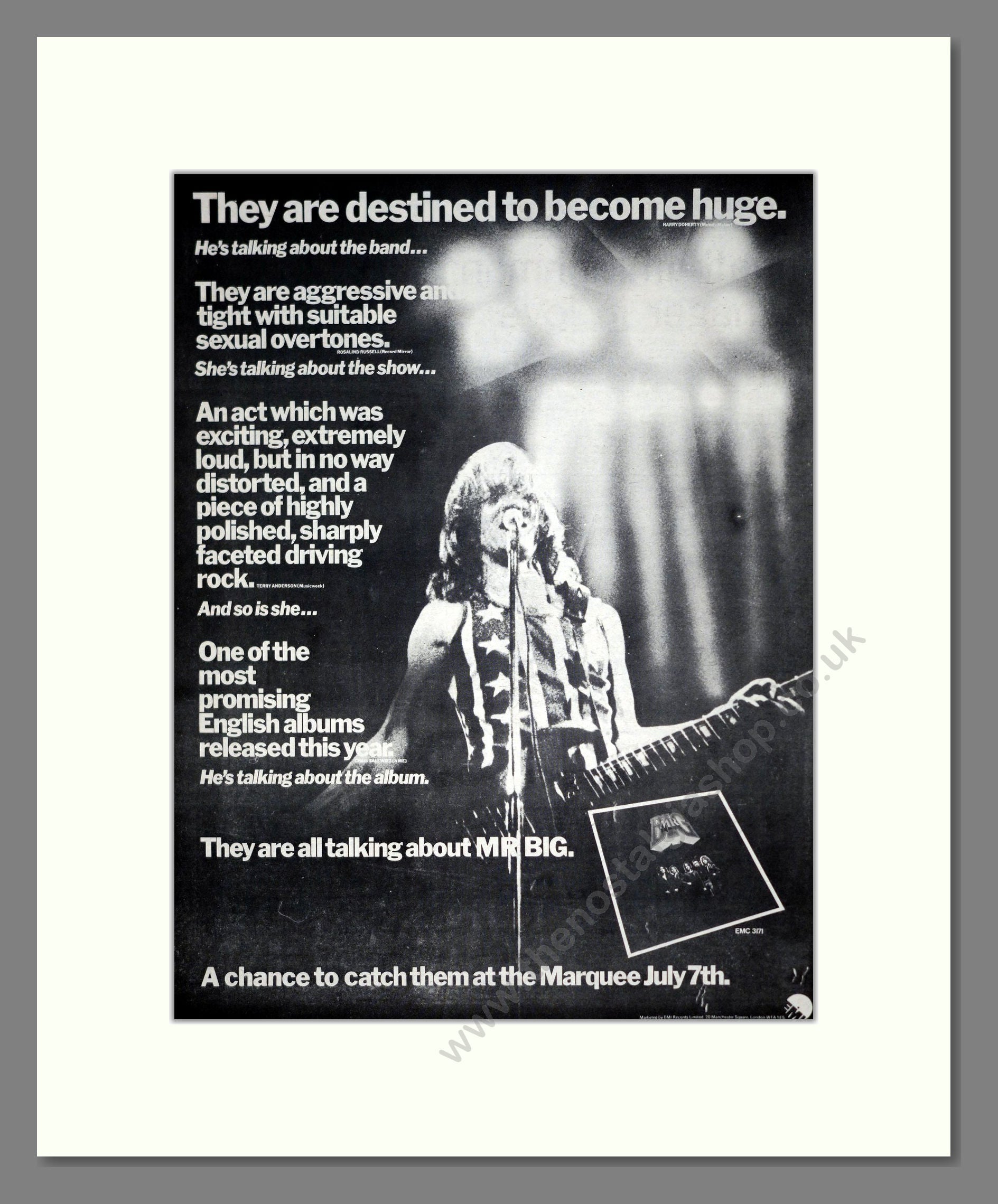 Mr Big - At The Marquee. Vintage Advert 1977 (ref AD19147)