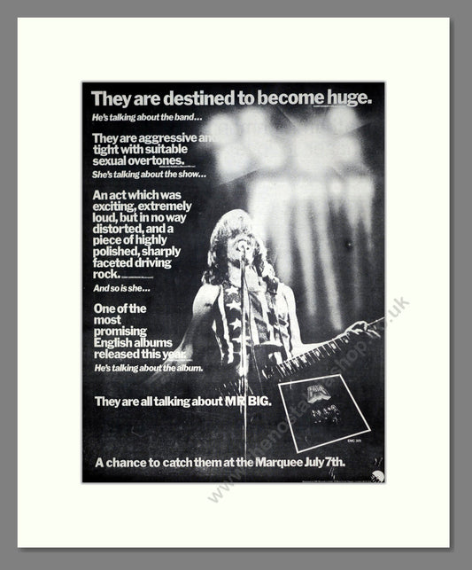 Mr Big - At The Marquee. Vintage Advert 1977 (ref AD19147)