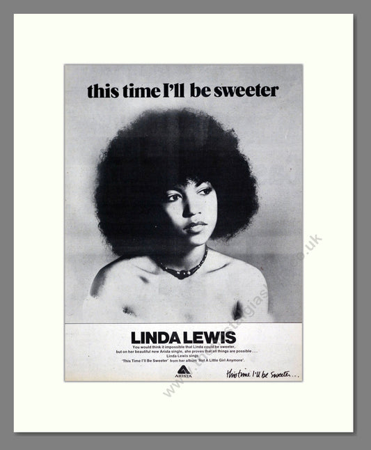 Linda Lewis - This Time I'll Be Sweeter. Vintage Advert 1976 (ref AD19164)
